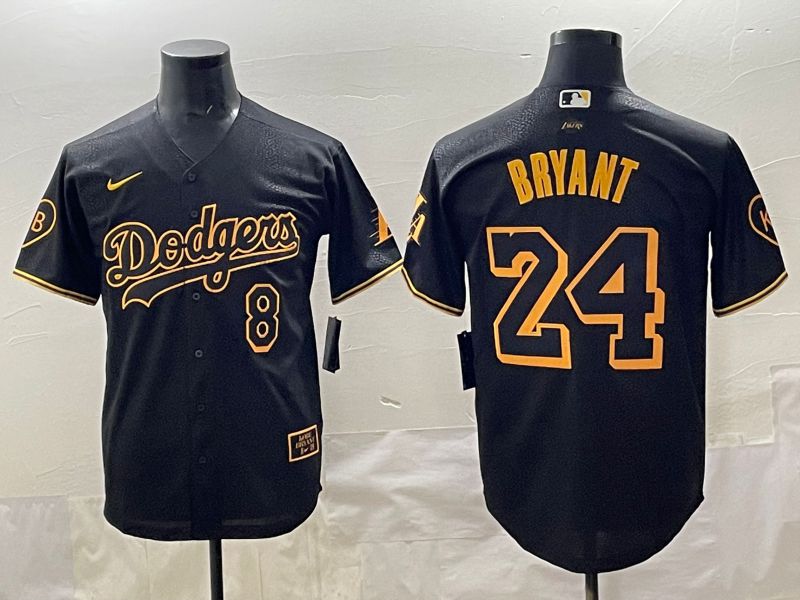 Men 2025 Los Angeles Dodgers 24 Bryant Black Five generations Nike MLB Jersey style 001
